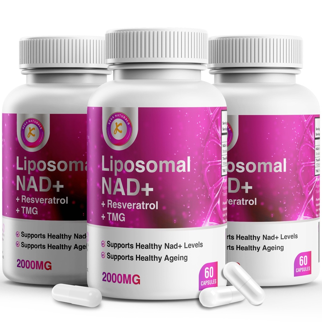 Pure NAD Resveratrol ve TMG, 2000 mg, 3 in 1 Gelişmiş Formula, Immune & Energy Support, Skin & General Health, 60 Capsules
