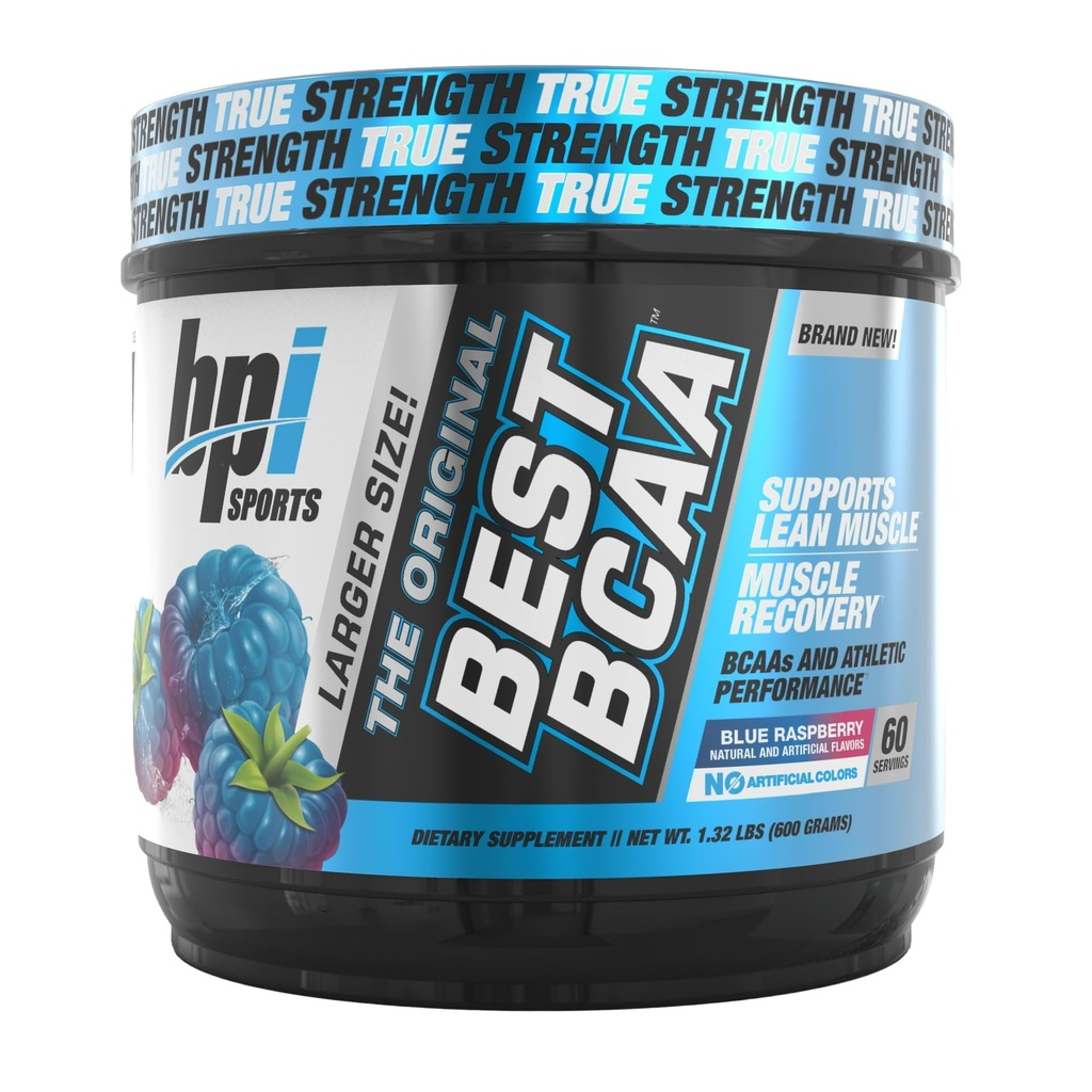 BPI Sports Best BCAA - BCAA Toz - Branşlı Zincir Amino Asitler - Kas Kurtarma - Kas Protein Synthesis - Geliştirilmiş Performans - Hydration - Blue Raspberry - 60 Hizmet - 2112 Oz