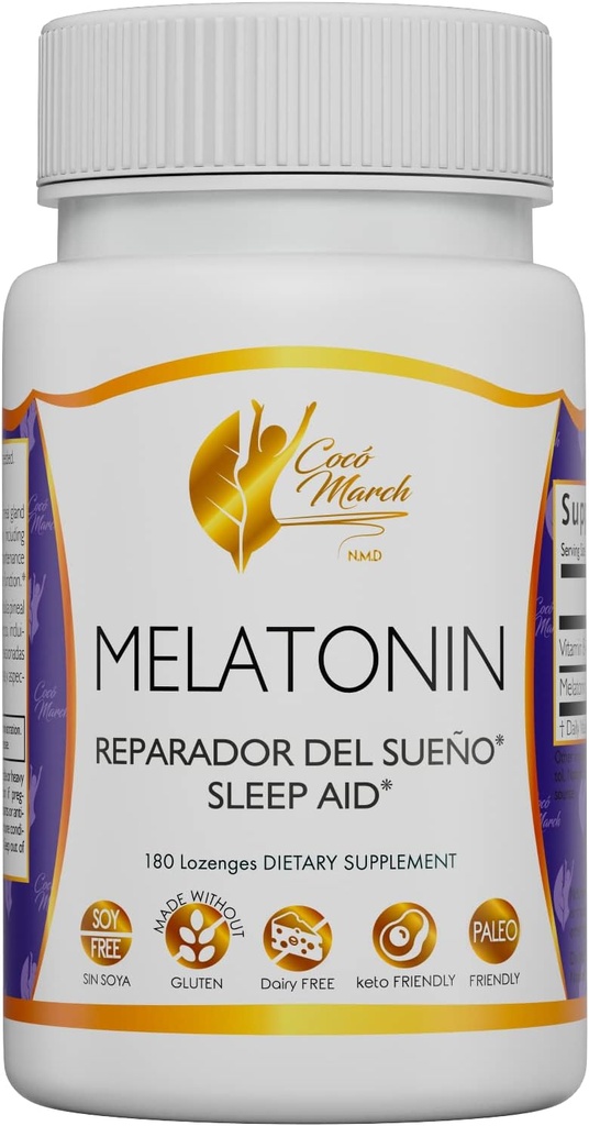 Cocó Mart N.M.D Chewable Melatonin 3 mg - Hızlı Yayın- Doğal Uyku Yardımı - Gluten Free, Paleo Dostu, Süt Free, Keto Friendly, Soy Free, 180 Lozenges