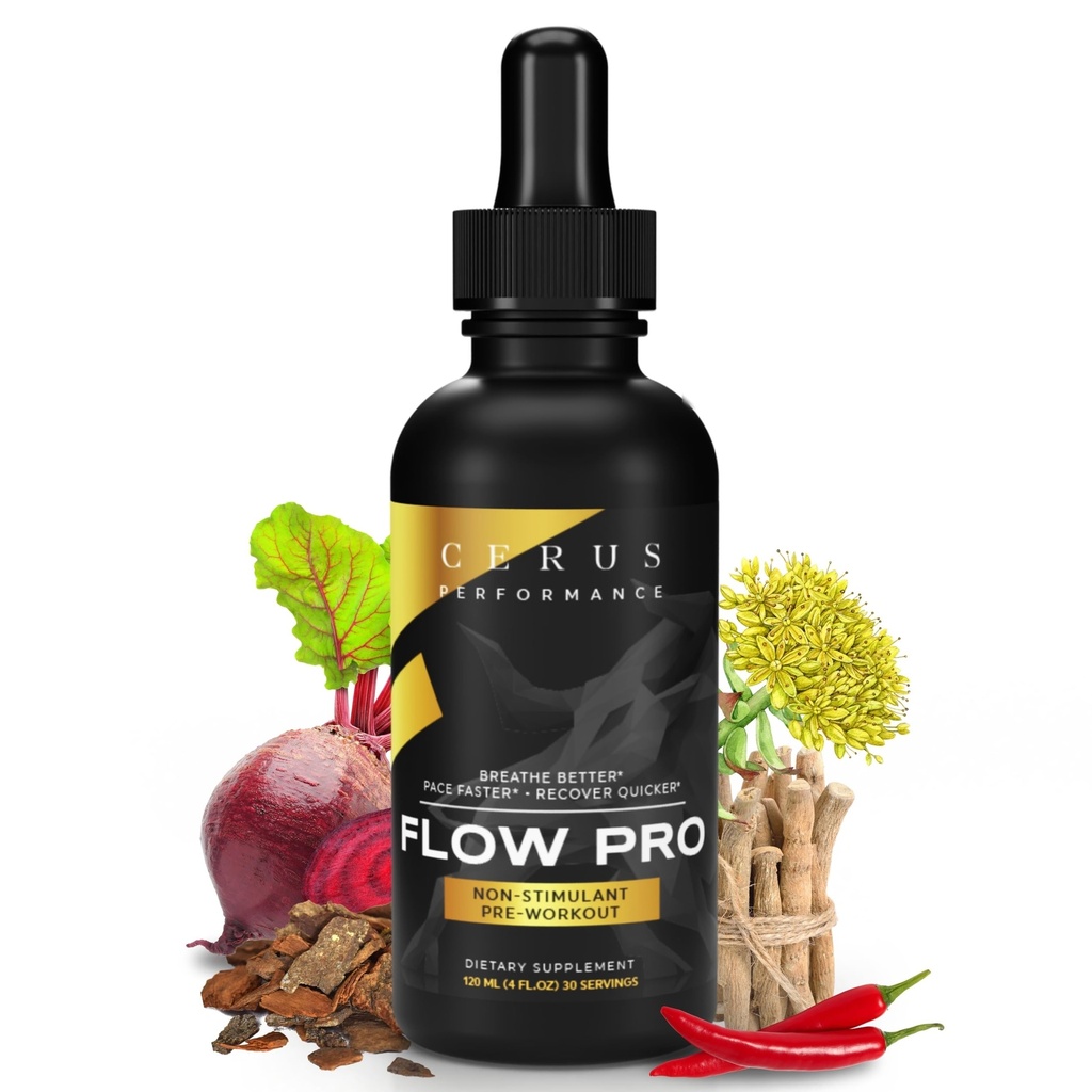 Cerus Performans Akışı Pro Stimulant-Free Endurance Pre-Workout – Boosts Stamina, Supports Heart Health with Natural Herbs, Vegan-Friendly - 4 Fl Oz Oz