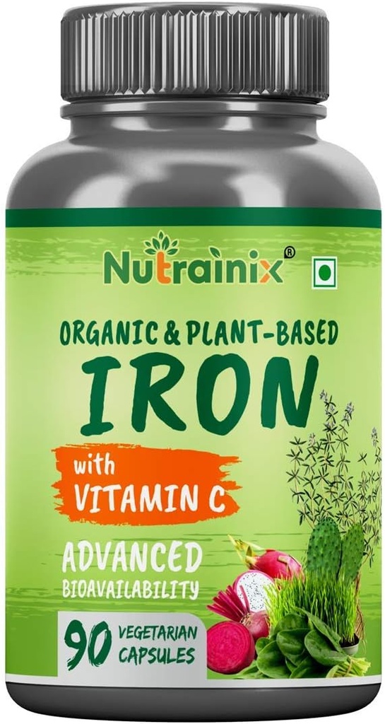 Vitamin C, Beetroot ile Organik Demir Supplement, Spinach Red Blood Hücre Fonksiyonları için ayrılır - 90 Vegetarian Capsules