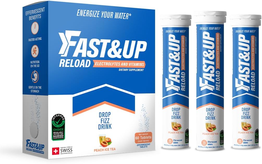 GER&UP Reload - Instant Hydration and Electrolytes Replenishment - Saver Multipack - 60 Effervescent Tabletler (Peach Ice Tea)