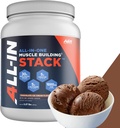 All-in-One Muscle Building Stack - Chocolate Whey Protein Isolate, Kretine Monohidrat, HMB ve L-Glutamine, 4 Ürünler in one, Nothing Yapay, 30 Servisler