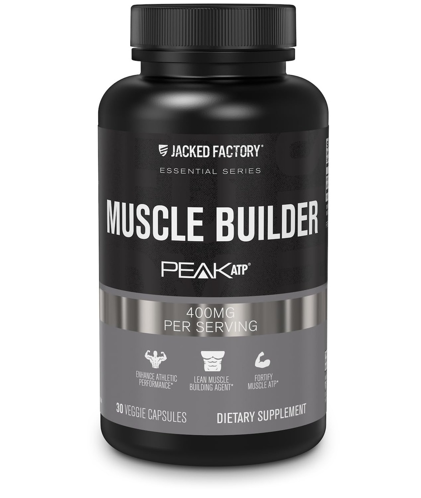 Jacked Factory Essentials Muscle Builder - Peak ATP ile Erkekler için ATP Kas Builders, Gelişmiş Athletic Performansı ve Güç Arttırmak - 30 Capsules