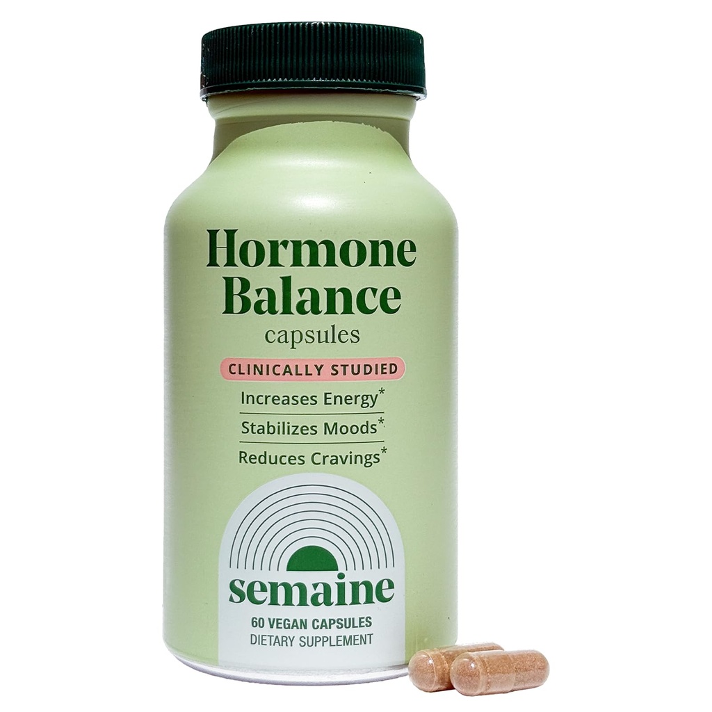 Semaine Daily Hormon Dengesi – Clearer Skin, Geliştirilmiş Moods, Deeper Sleep & Happier Hormonlar. Hormon-Free, Vegan Capsule, Multi-Symptom Desteği (60 ct)