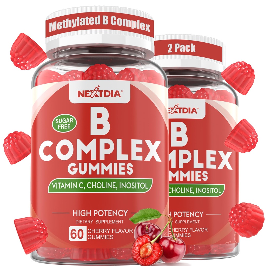 B Kompleksi Gummies, Vegan Vitamin B Gummies with 2000 mcg Torch B12, Metil Folate | Plus Choline + Inositol, C + çinko for Supports Energy, Mood, Immune, Health, Skin - 120 Cts