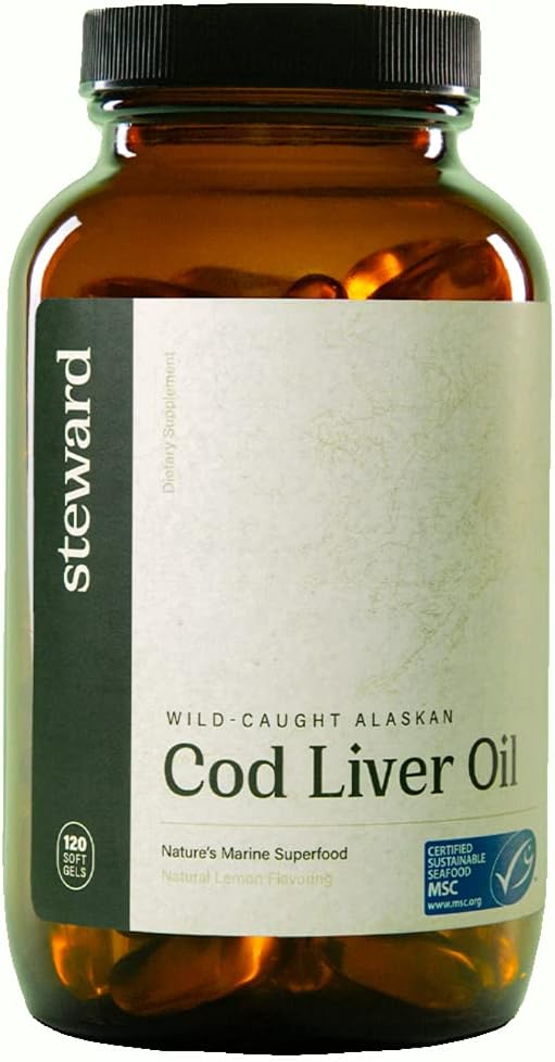 STEWARD - Wild-Caught Alaskan Cod Liver Oil 120 Softgels | Omega-3's EPA, DHA, DPA ve SPMs + Doğal Vitaminler A & D