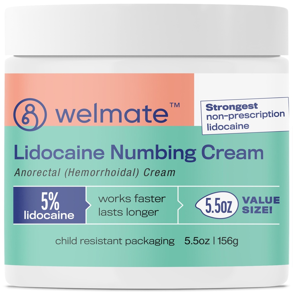 WELMATE% 5 Lidoka Hemorrhoid Relief Cream, maksimum Güçlü Anorectal Cream, 5.5 ozz