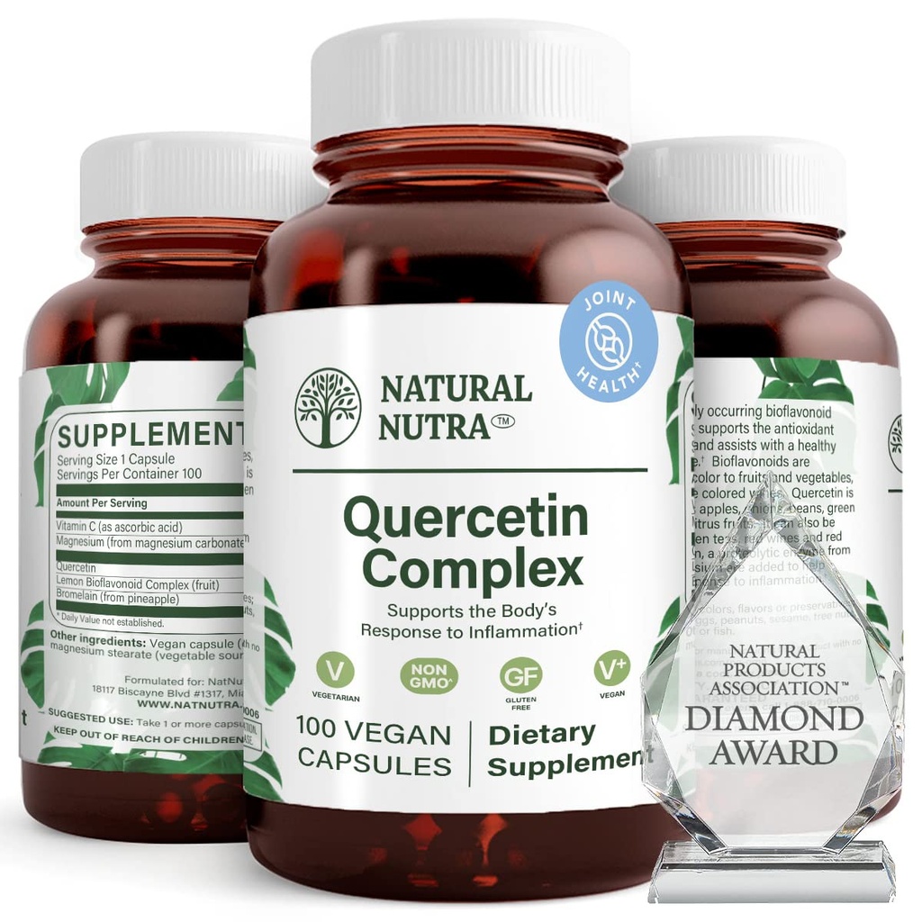 Doğal Nutra Quercetin Kompleksi Bromelain ve C C Citrus Bioflavonoid Supplement ile birlikte, Mevsimsel Değişiklikler ve Vücut Redness'e destek, Liver Health, 100 Vegan ve Vegetarian Capsules