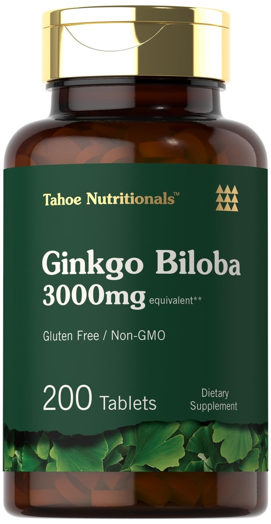 Carlyle Ginkgo Biloba 3000 mg | 200 Vejetaryen Tabletler | Ekstra Kuvvet | Non-GMO, Gluten Freen Formula | Tahoe Beslenme