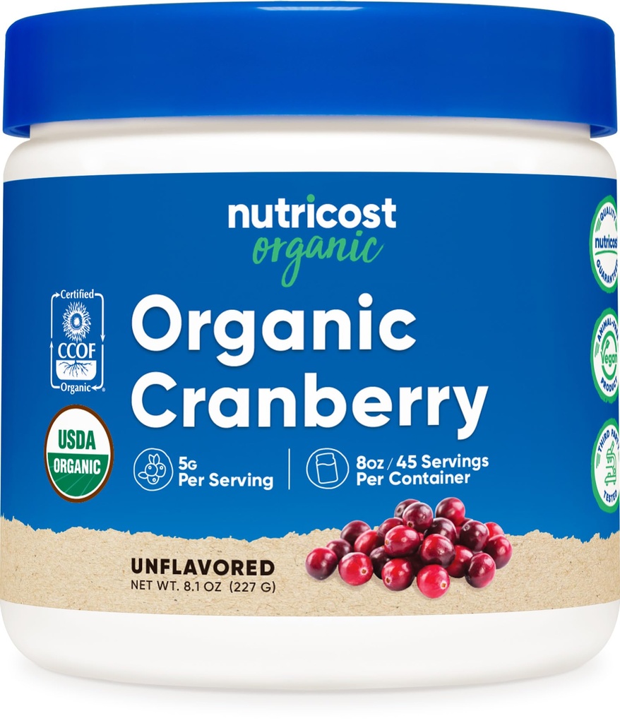 Nutricost Organic Cranberry Powder 8oz, 5g per Serving, Gluten-Free | GMO-Free