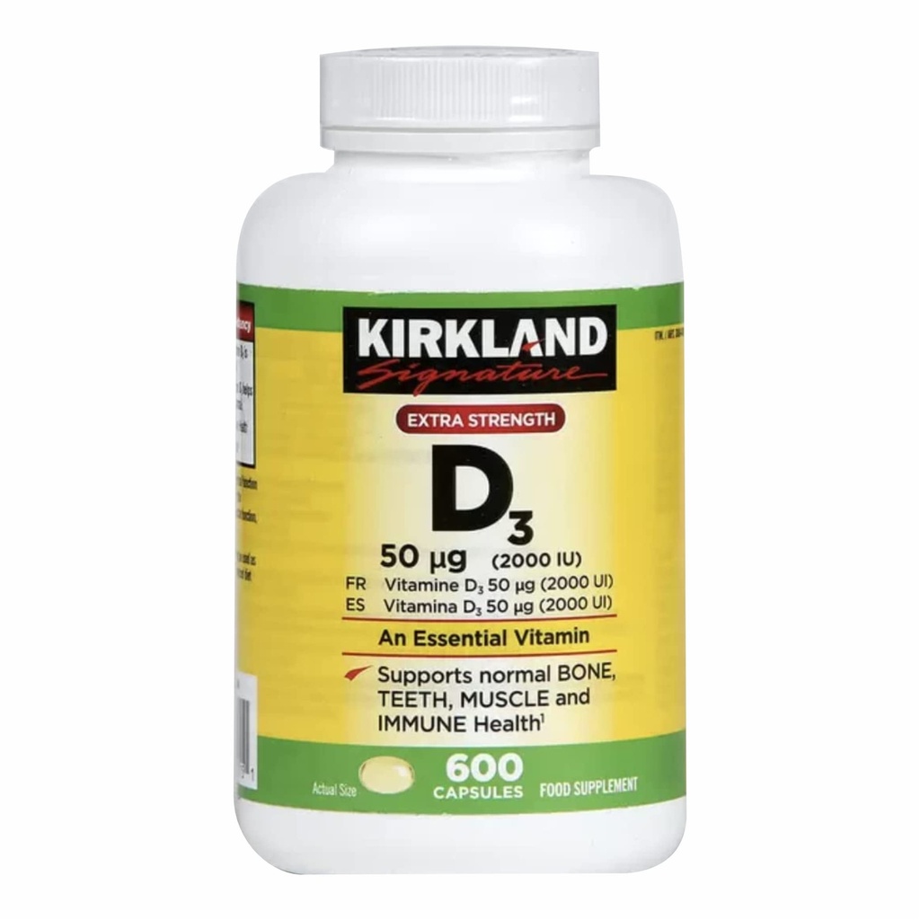 Kirkland En Güçlü Vitamin D3 600 Softgels (Pack of 2)