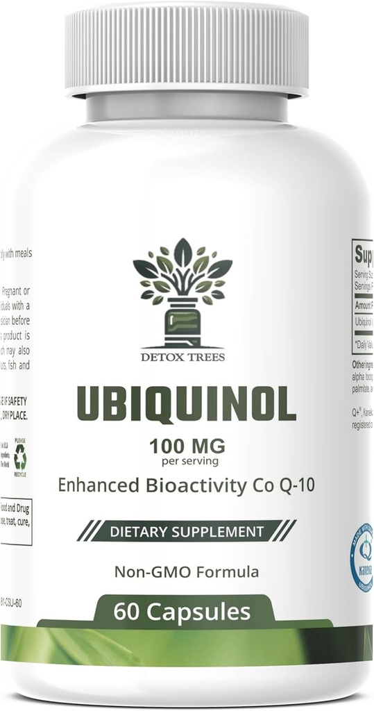 Ubiquinol CoQ10 100 mg - Gelişen Bioavailability, High Abors Supplement - Non-GMO, Gluten Free for Heart Health & Cardiovascular Support, 60 Capsules