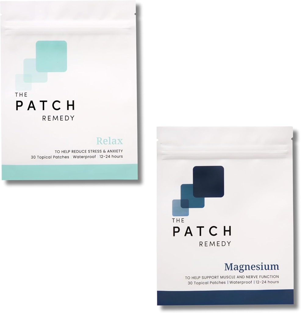Patch Remedy Relax & Magnezyum Glycinate Wellness Kit - Ashwagandha, L-Theanine ve Rhodiola Rosea | Topical Patches with Minerals