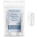 PureCaps USA - Boş Vejetaryen Vegan Pullulan Pill Capsules Boyutu 1 | 1000 Joined Pills| Clear| Non-GMO sertifikalı | SLS, Gluten, Preservative Free Free Free