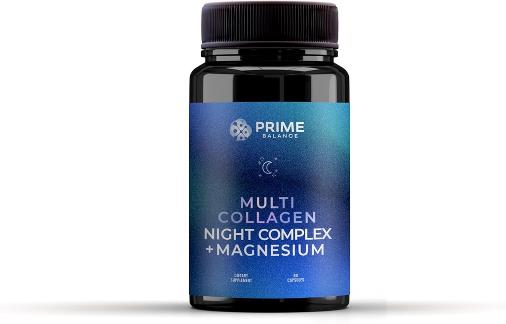 Prime Balance Hydrolyzed Multi-Collagen Night Kompleksi – 2Month Supply – Peptide-Enhanced for Sleep, Skin & Joint Support – All-Do Doğal Formula Kompleksi