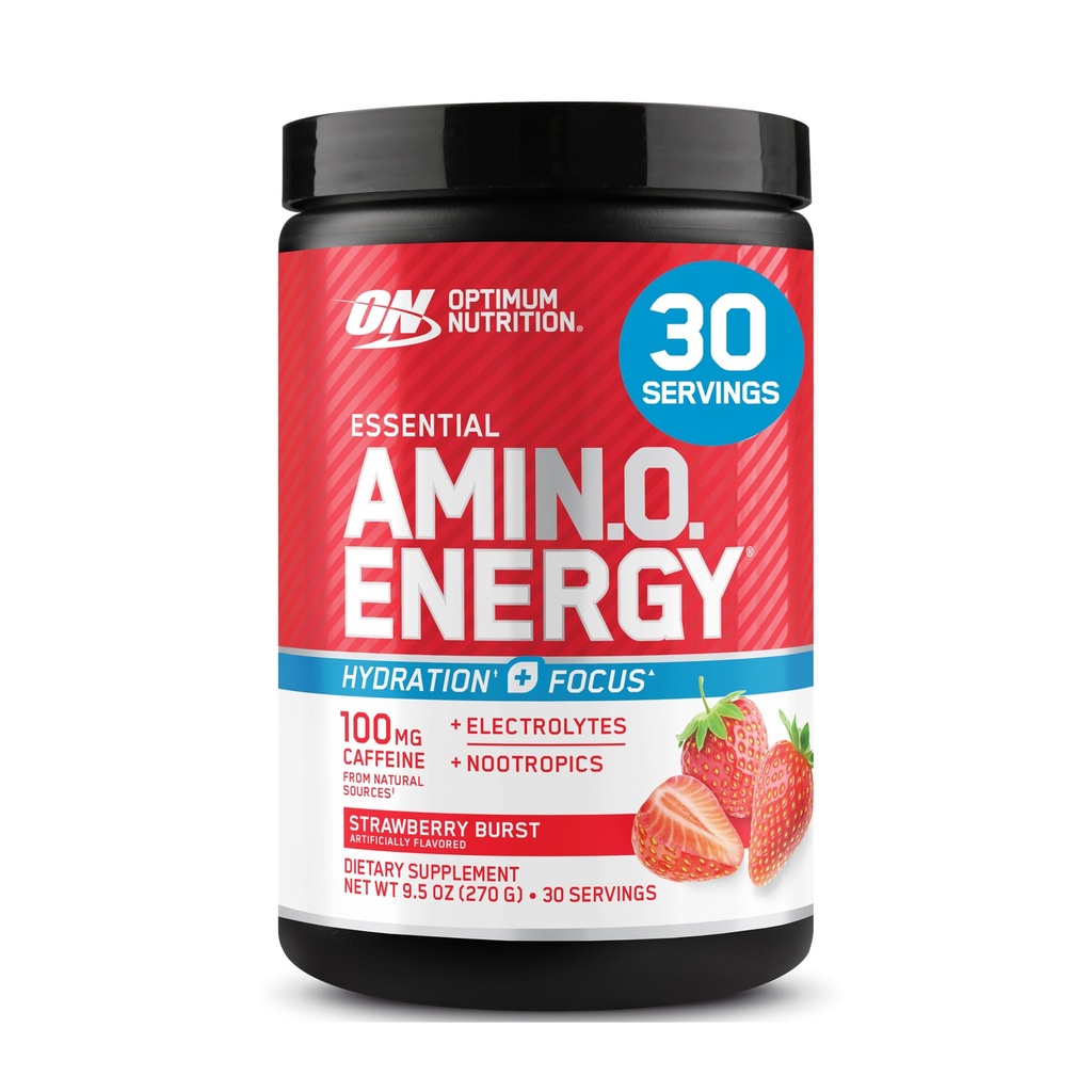 Optimum Beslenme Amino Enerji Toz Plus Focus, BCAA, Electrolytes ve Caffeine, Juicy Strawberry, 30 Hizmet (Pazar Mayıs Vary)