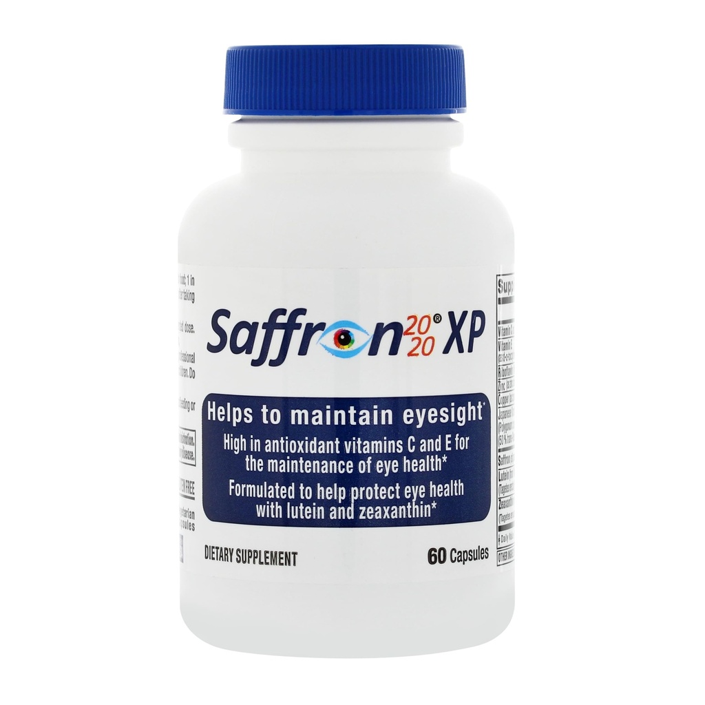 Saffron 2020-XP Supplement with Saffron, Resveratrol, Vitaminler ve Mineraller, Zeaxanthin ve Lutein -60 Vegetarian Capsules