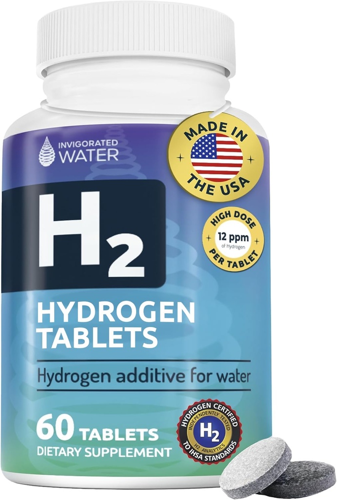 Invigorated Water Hidrojen Water Tablets with, Magnezyum H2 Supplements Support Normal Energy, Brain, Cognitive Health, Non-GMO & Gluten Free - 60 Servisler