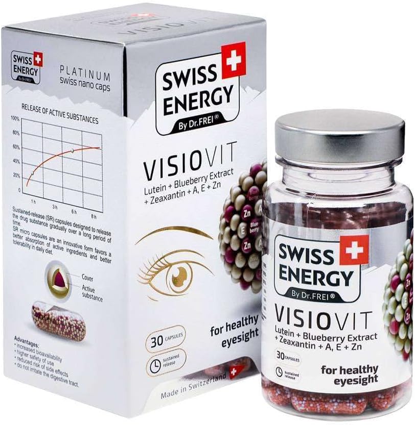 VISIOVIT Lutein + Blueberry Extract, for Health Vision, 30 Sürekli-Release Capsules