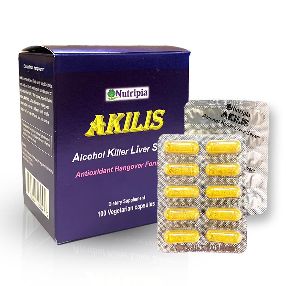 Akilis Antioksi Liver Support Pills (100 Vegi Caps, 33 Dos) – Daha İyi Sabahlar İçmeden Sonra Kurtarma, Detox & Onarım Hovenia Dulcis, Milk Thistle, Glutathione ve 16 Malzemeler