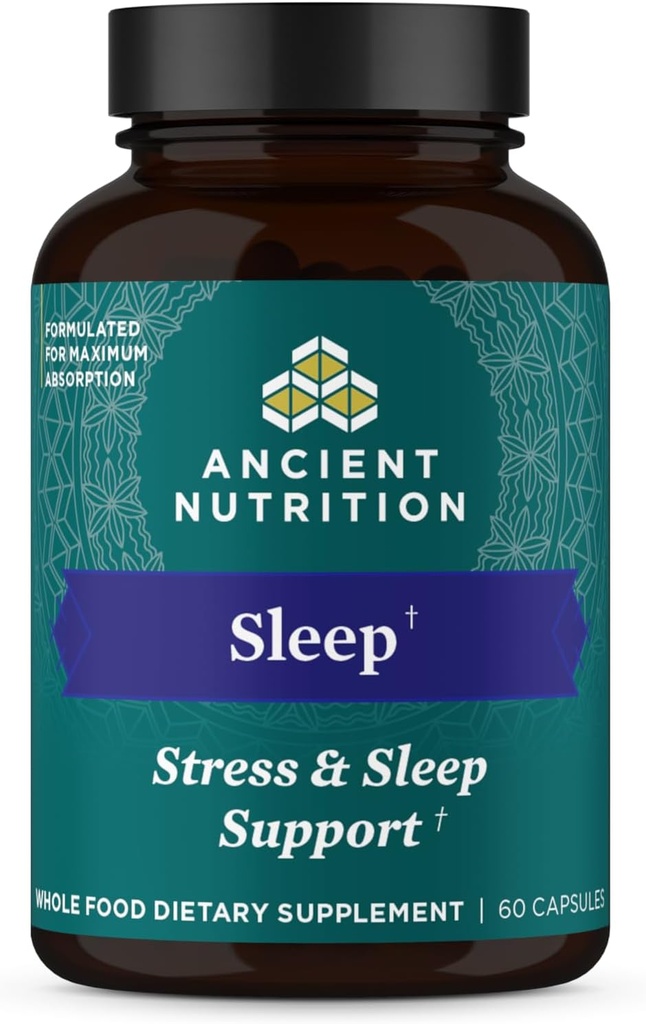 Uyku Desteği için Antik Beslenme, Stres ve Uyku Desteği için, Zihinsel Rahatlama, Gluten Free, Paleo ve Keto Dostu, 60 Capsules
