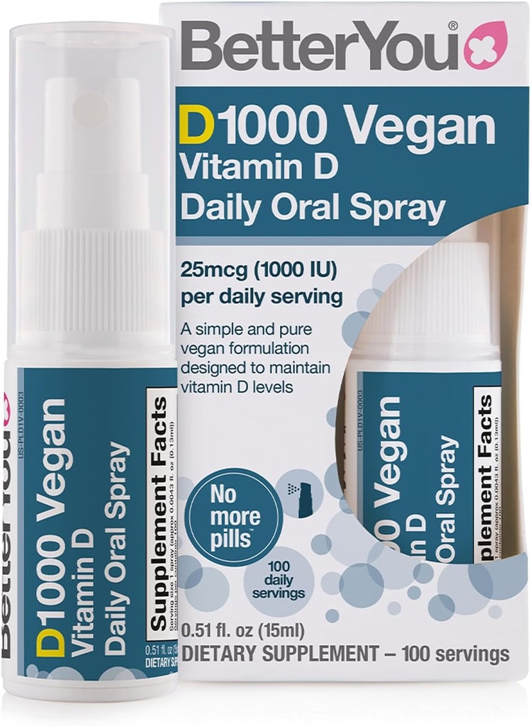Better You D1000 Vegan D Oral Mix - Tabletler için Alternatif - Plant-Origin - Güçlü Kemikleri, Dişleri ve Immune Sistemini Destek - 100 Günlük Dos - 0,5 ozz