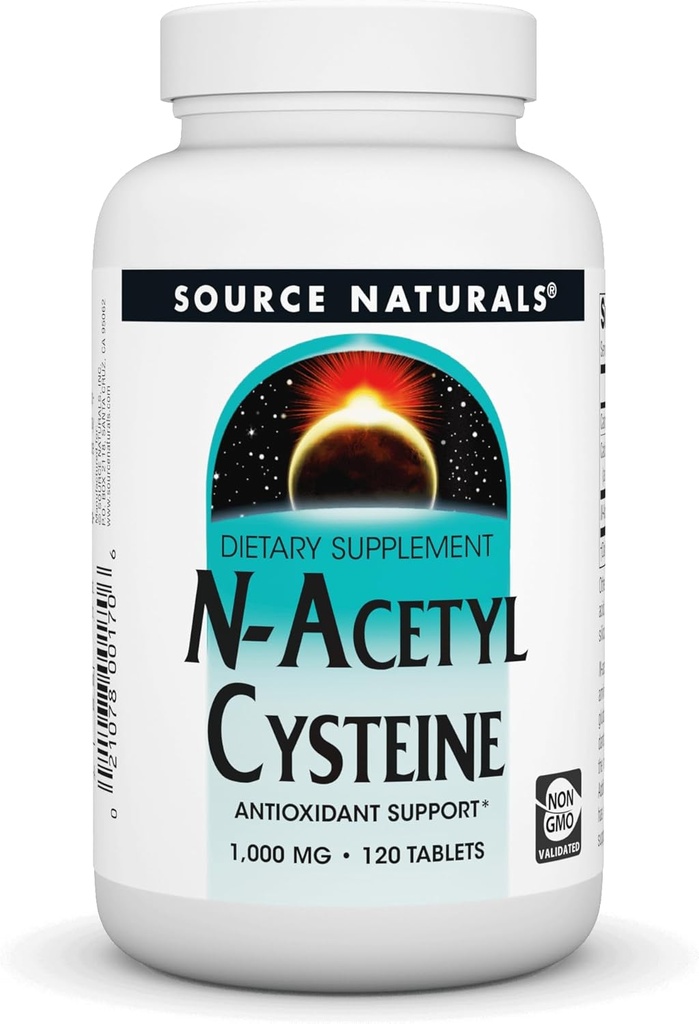 Source Naturals N-Acetyl Cysteine Antioksit Desteği, Diyetsel Supplement That Supports Respiratory Health* - 1000 mg -120 Tabletler