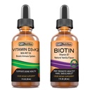 SBR Beslenme D3+K2 ve Biotin Sche Vitamin D3K2 (MK7) Sıvı Merdivenler, Peppermint, 1oz | Biotin 5000mcg Drops, Vanilla 2oz | Yetişkinler ve Çocuklar için | Gluten Ücretsiz