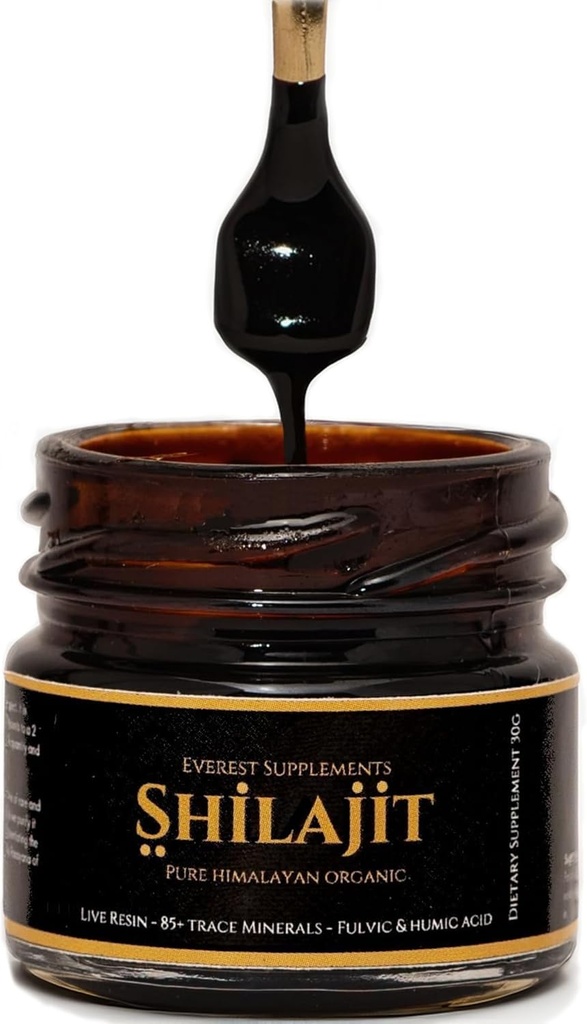 Shilajit Pure Himalayan Organik Shilajit Giyim - Erkekler için Shilajit - Altın Sınıf 500 mg Maksimum Potency - 85 Trace Minerals & Fulvic and Humic Acid for Energy Immune Support, 30 Grams