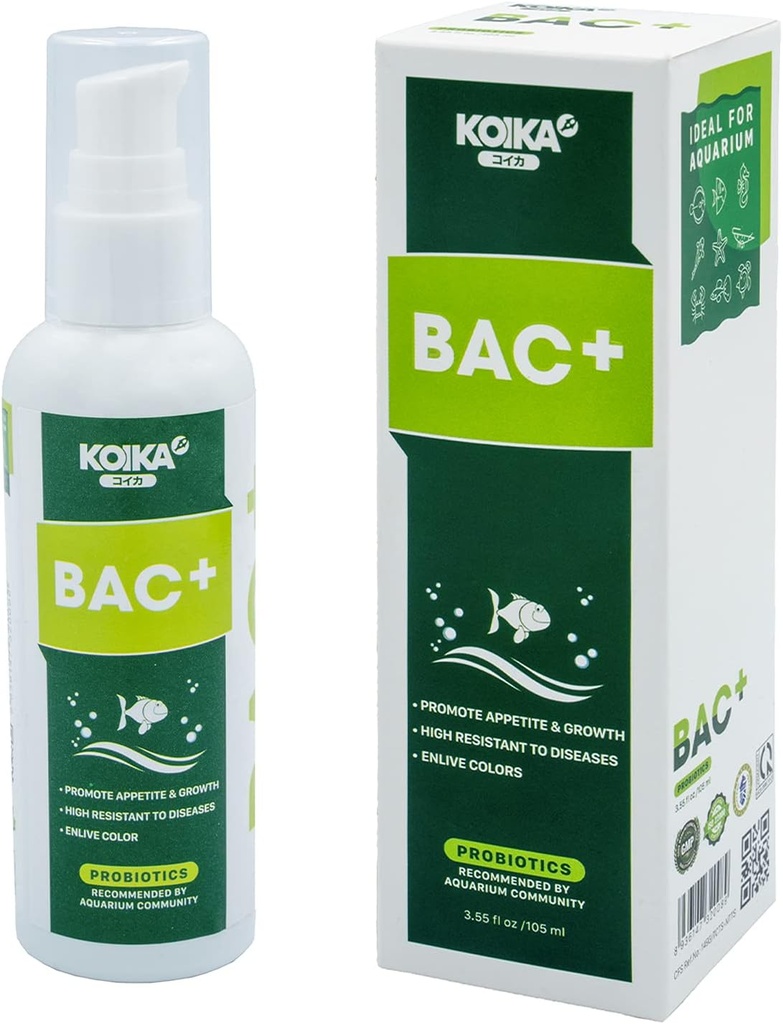 KOIKA BAC+ Aquarium Probiyotiks, Immunity Boosting, Hastalık Direnişi & Digestive System (BAC+,105 ml) Geliştir