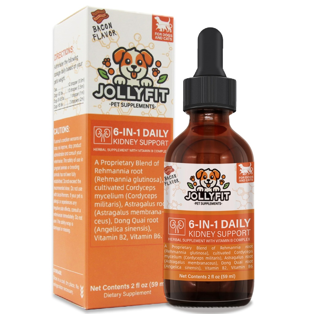 6-in-1 Kidney Köpekler ve Kediler için Destek - Sağlıklı Çocuk Fonksiyonlarını, Enerji Seviyelerini ve Akışkan Dengesini Artırır - Veterinarian Formulated Herbal Supplement with B2 & B6 – 2 f oz (59 ml)