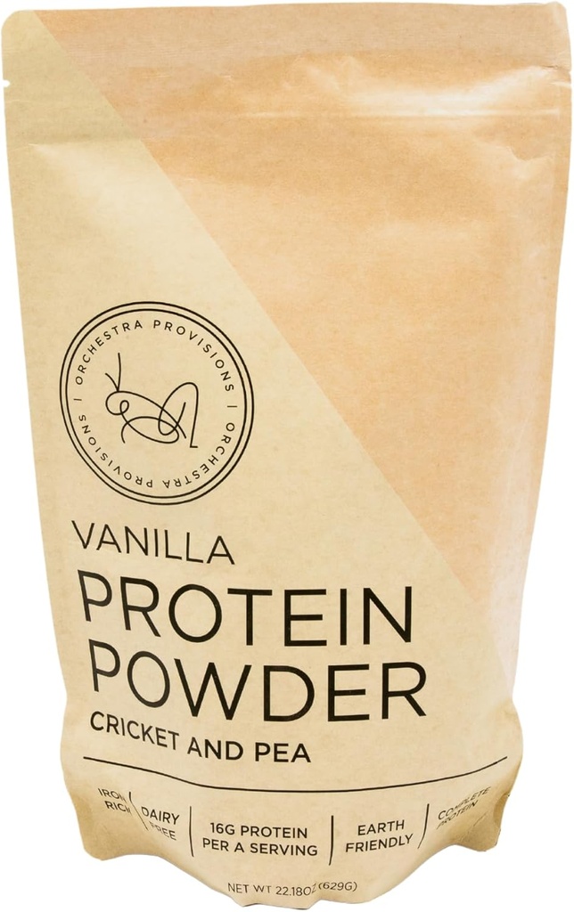 Vanilla Cricket ve Pea Protein Toz Toplantısı, 16g of Complete protein, Lactose-Free, Whey-Free