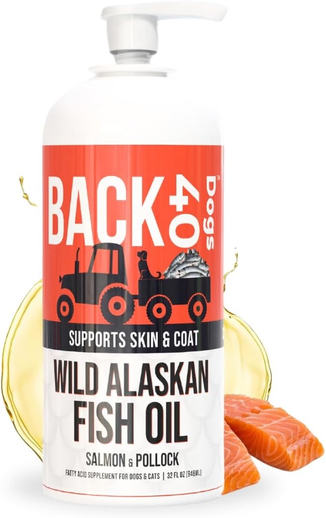 GERİ 40 Köpekler için Vahşi Alaskan Balık Yağı, Köpekler ve Kediler için Cilt ve Ön Tamam, Omega-3-Rich Salmon ve Pollock Oil, EPA & DHA Dog Salmon Oil, Beyin, Kalp ve Ortaklar 32 fl oz
