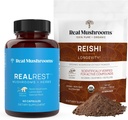 Real Mushrooms RealRest (60ct) Capsules and Reishi Mushroom Toz (45 hizmet) Sche - Mushroom Supplement for Longevity, Daily Immune Support, Improv Sleep and Relaxation - Vegan, Non-GMO