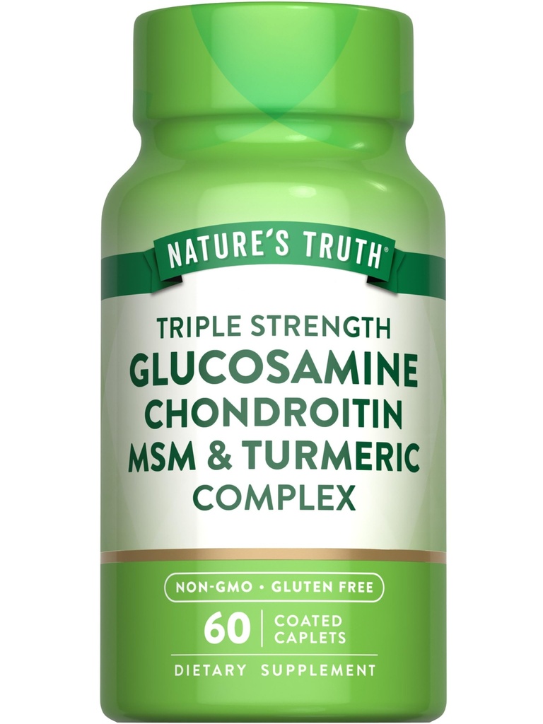 Doğanın Gerçek Glucosamine Chondroitin MSM Kompleksi | 60 Caplets | Turmeric | Triple Strength Formula | Non-GMO ve Gluten Free Supplement Supplement