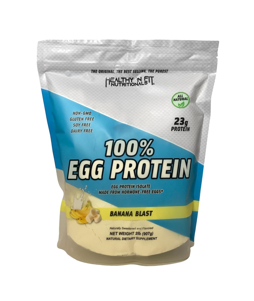Healthy N Fit 100% EGG PROTEIN- Banana (2lb): 100% Egg White Protein PLUS Natural Peptides. Naturally Sweetened, Keto, Paleo Friendly