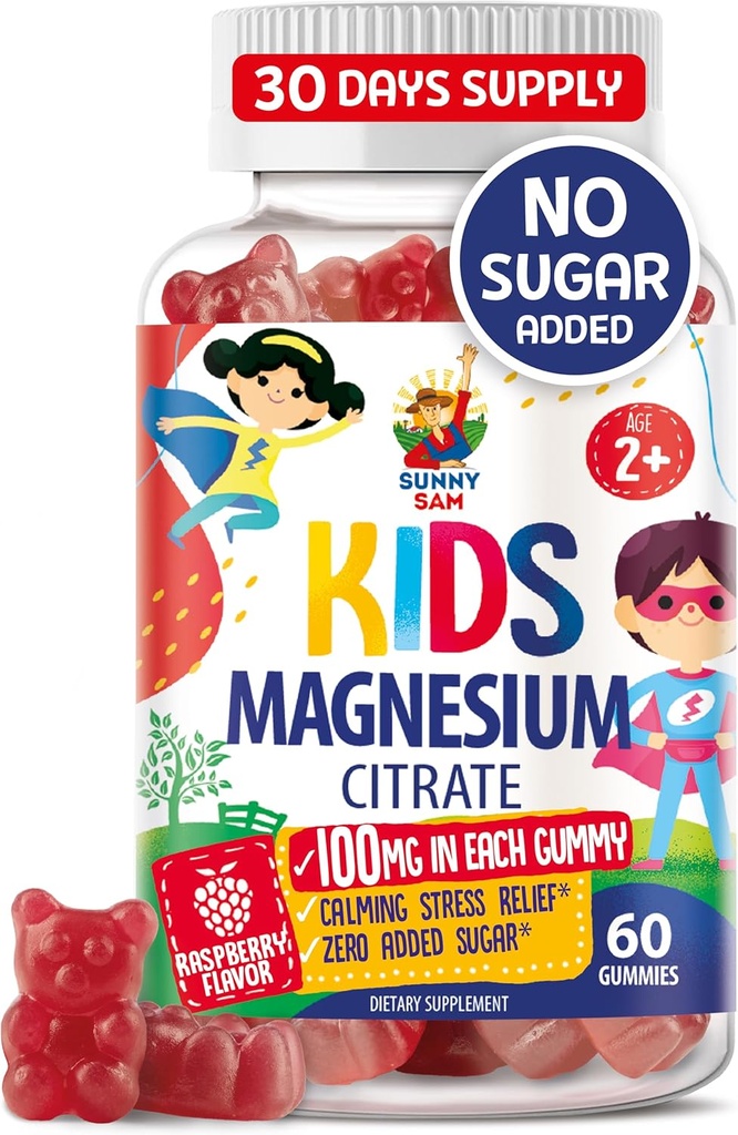 Çocuklar ve Yetişkinler için Magnezyum Gummies - 100 mg - Calm Magnezyum Chews - Magnezyum Citrate Chewable Supplement for Mood & Muscle Support - 60 Gummies