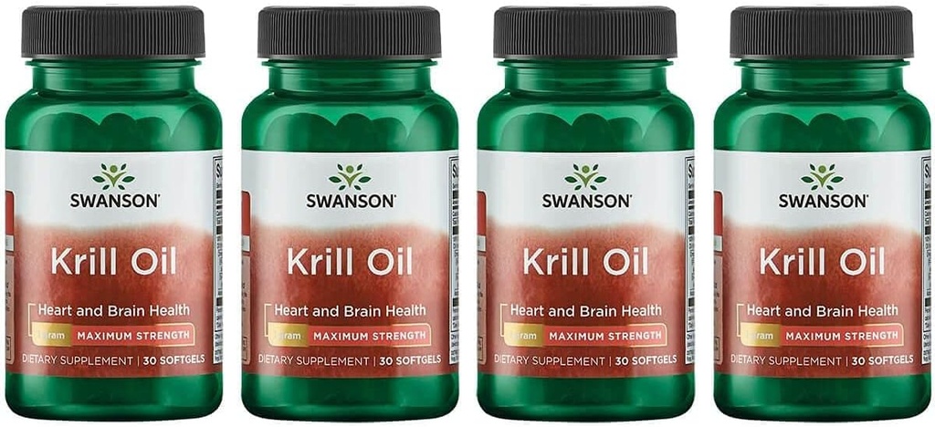 Swanson EFAs- Krill Oil - maksimum Kuvvet - 1 g, 30 Softgels (4 Pack)