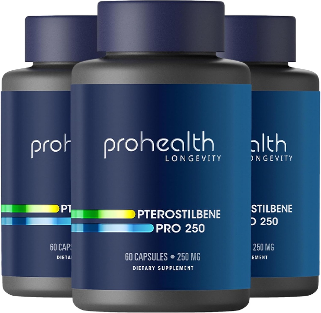 Pterostilbene Supplement (250 mg, 60 Capsules) | Klinik olarak Proven, Third-Party Tested Antioksi for Heart & Brain Health | Activates Longevity Genes (3 Pack)