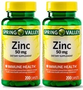 Spring Valley - çinko 50 mg, 200 Ct 2 Pack çinko takviyesi Spring Valley takviyesi Günlük Intake için uygundur.