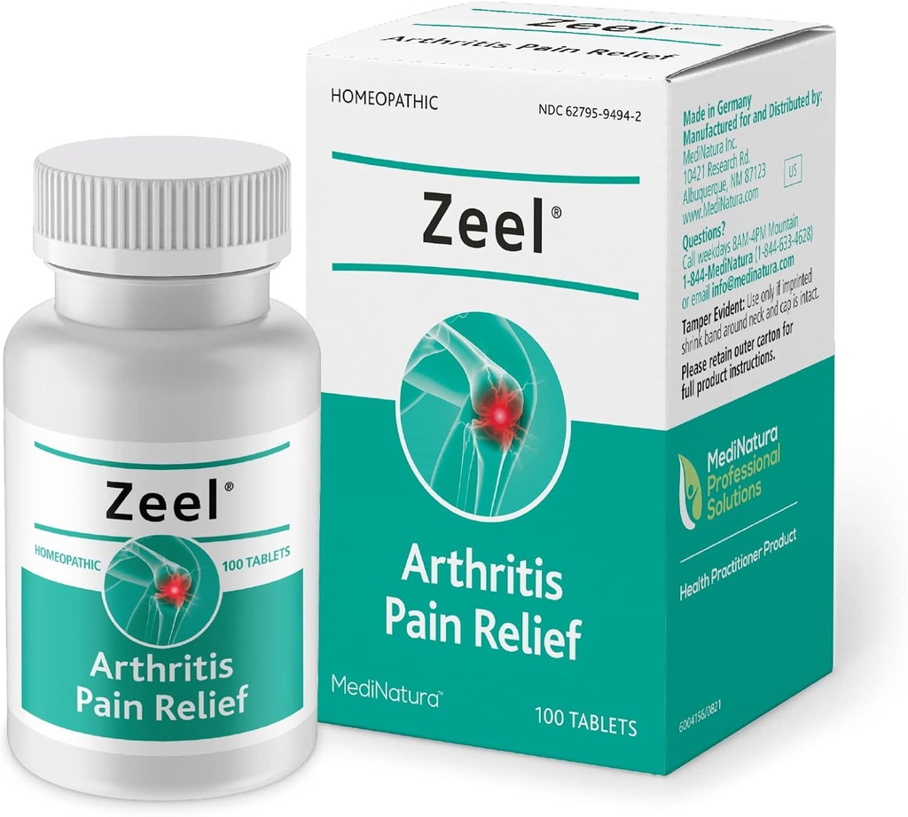 MediNatura Zeel Homeopathic Support Relieve Pain & Stiffness Around Commons - Arnica + 14 Aktif Doğal Malzemeler - 100 Tablet