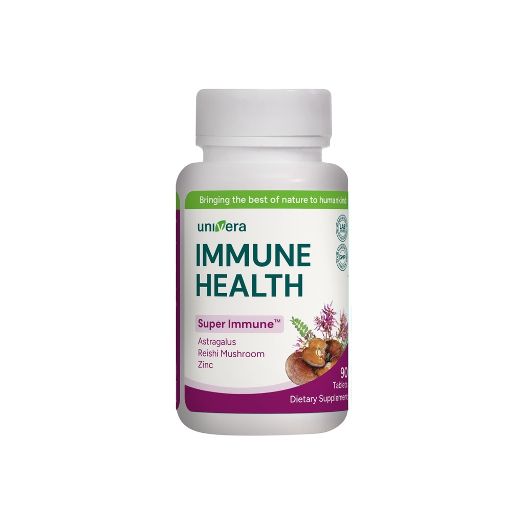 Univera Super Immune: Premium Herbal Formula Immune Health - Reishi Mushroom, Astragalus, Schisandra & Eleuthero Ekstra - 90 Tabletler