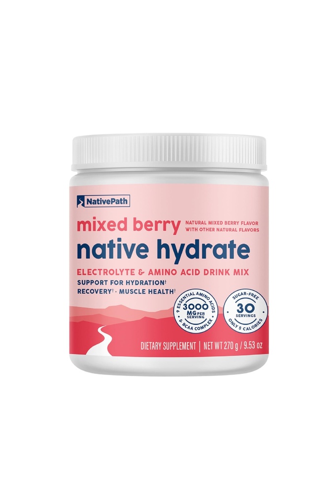 YerliPath Hydrate, Zero Sugar, Electrolytes Toz BCAAs, Karma Berry Hydration, Keto & Paleo Friendly, 30 Hizmet