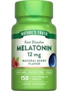 Nature's Truth Melatonin 12 mg | 150 Tabletler | Hızlı Dissolve | Natural Berry Flavor | Vegan, Non-GMO & Gluten Free Supplement for Yetişkinler