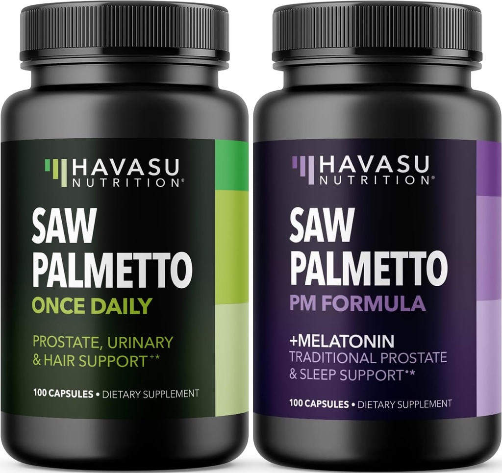 AKSU NUTRITION Nighttime Saw Palmetto with Melatonin (60 Hizmet) & Daytime Saw Palmetto Capsules (100 Hizmet)