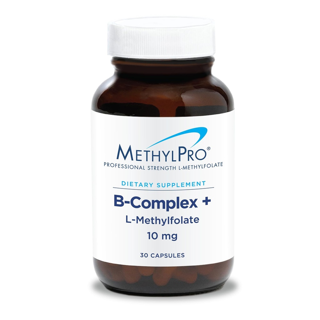 TorchPro B-Complex + L-Methylfolate 10 mg - Kadınlar ve Erkekler için Meks Vitamin B Kompleks, Foate, Niacin ve Biotin, VIT B Supplement - 30 Vegan Capsules