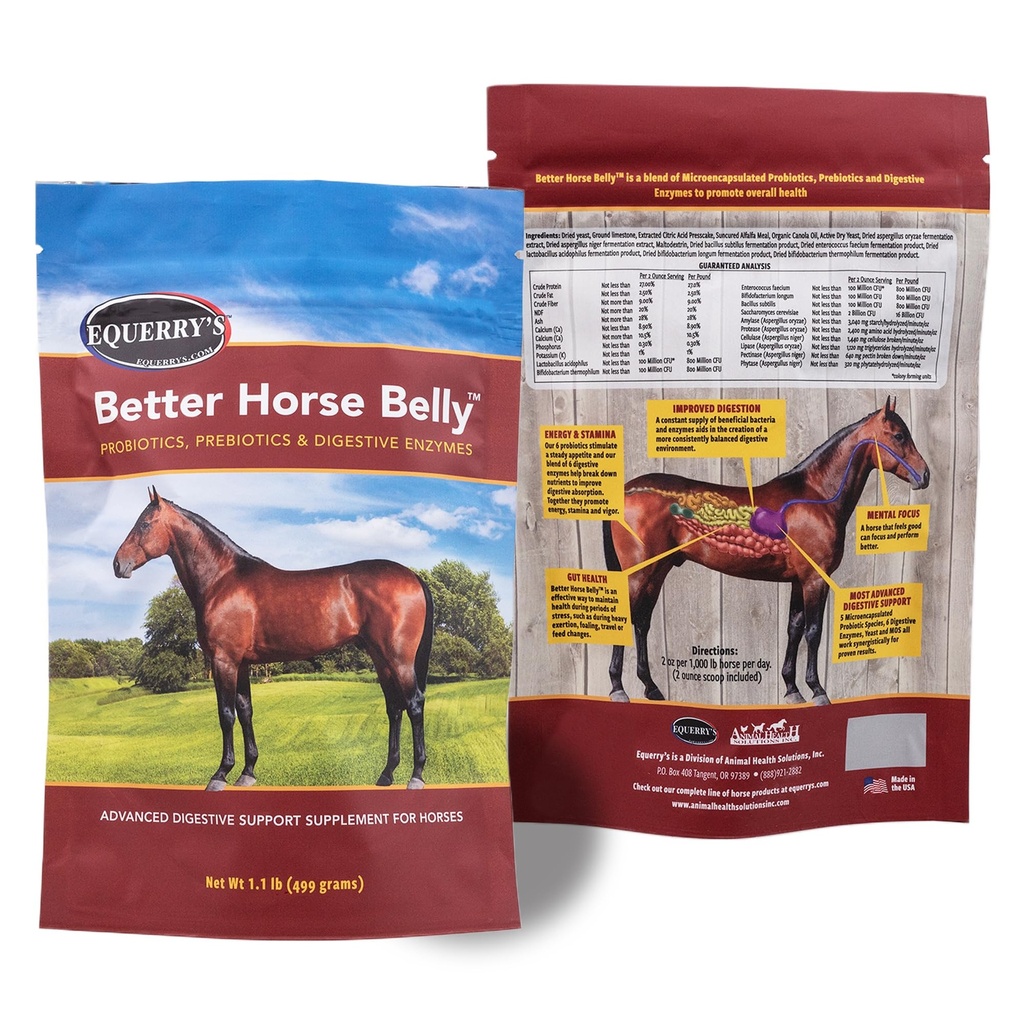 EQUERRY'S Better Horse Belly - At Supplement with Gut Support | At Probiyotiks with Prebiyotiks and Digestive Enzymes | for Colic, Digestive Upset, 1.1LBB