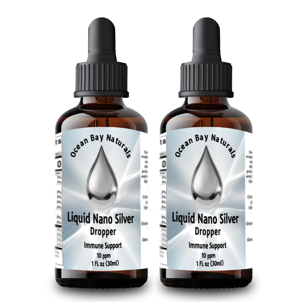 Liquid Nano Silver | More Absorbable Than Colloidal Silver | 10ppm | Twin Pack | 1oz Dropper