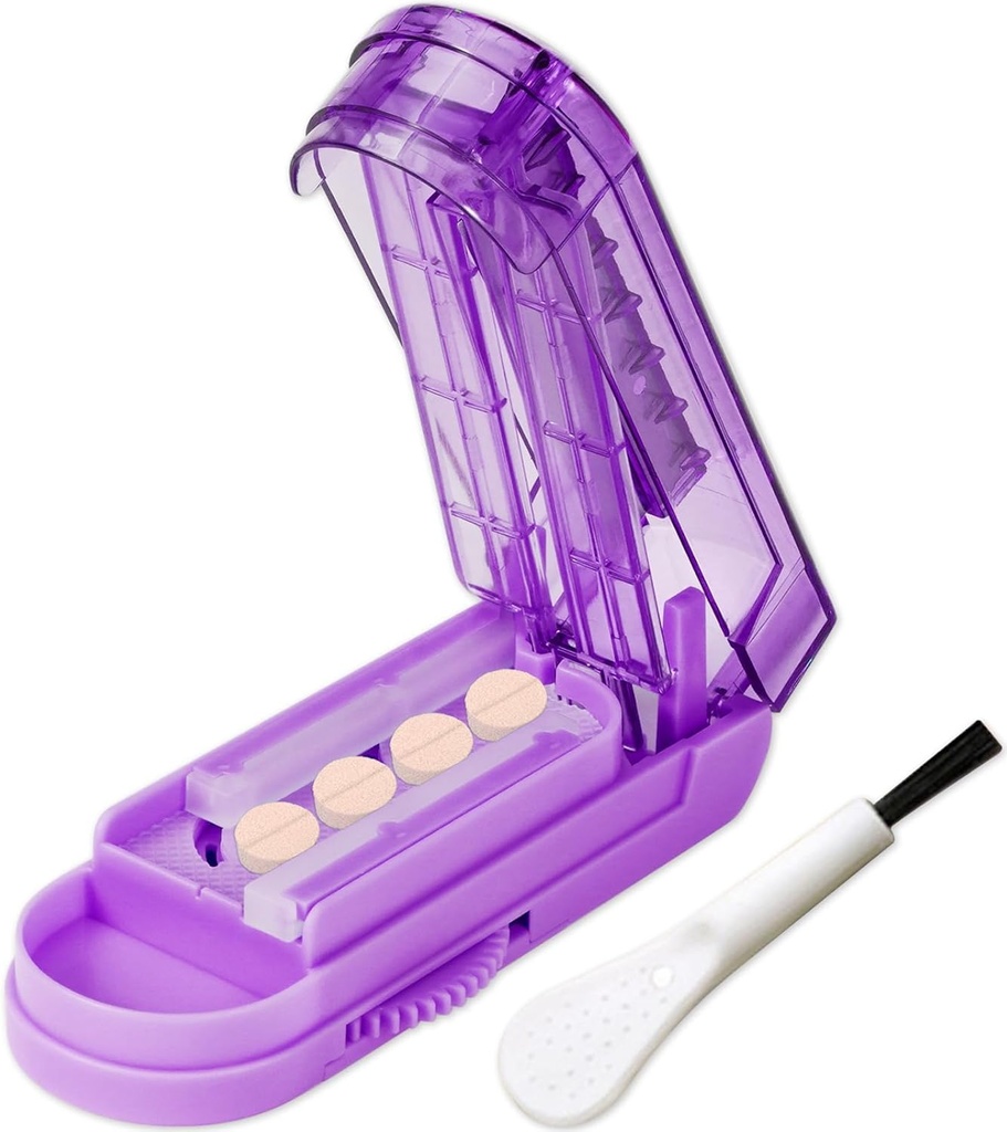JohnBee Pill XS Küçük ve Tiny Pills için Splitter. Atıcı Pill Splitter, Güvenlik Muhafızı ile birden çok Pills'ı doğru bir şekilde kesecektir. Non-Slip Silikon Edge (Dark Mor)